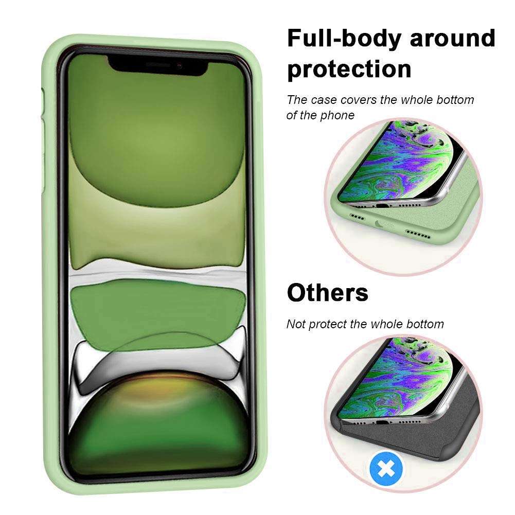 Vooii for iPhone 11 Case Kickstand | Baby Grade Liquid Silicone | 10ft Drop Tested Protective, Microfiber Lining Shockproof Full-Body Cover Case for iPhone 11 - Matcha 4