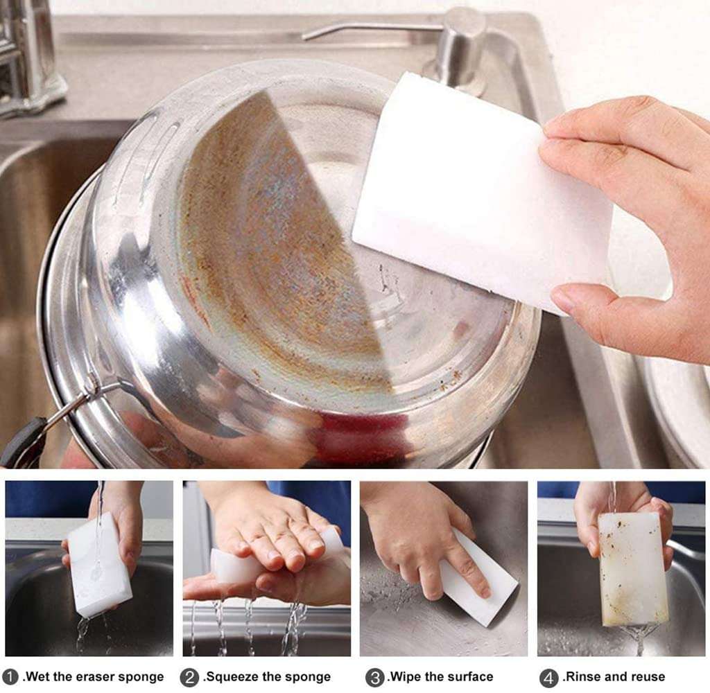 20 PCS Magic Eraser Sponges for Cleaning Sichumaria Kitchen Cleaning Wipes(100 x 60 x 20 mm) Cleaner Non-Scratch Scrub Sponge for Kitchen,Bathroom,Wall, Furniture and Washing Products 5