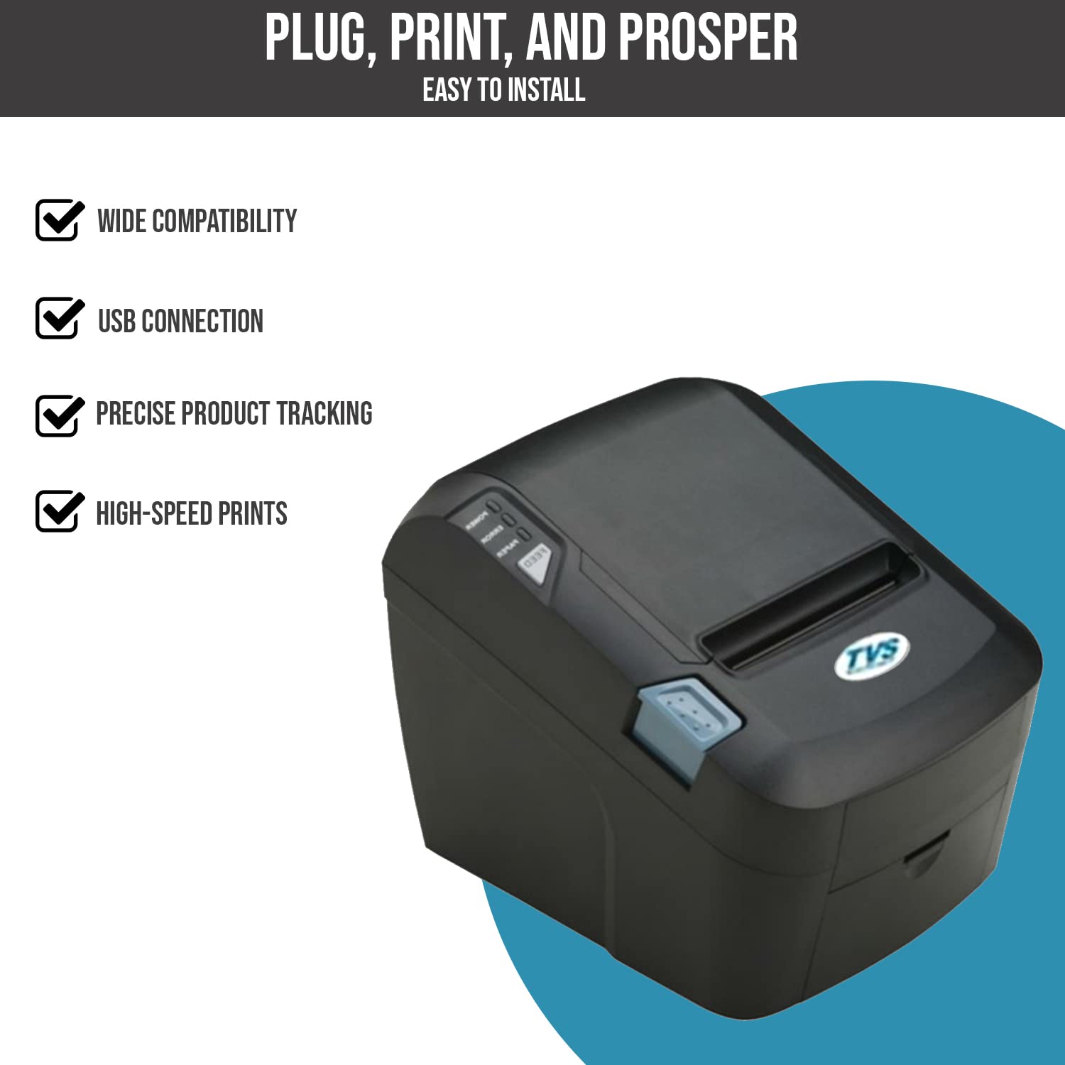 TVS ELECTRONICS Star Mini Thermal Printer 3200 USB Connectivity Standard 200mm/s High-Speed Prints Compatible with Multiple Types of Devices 4