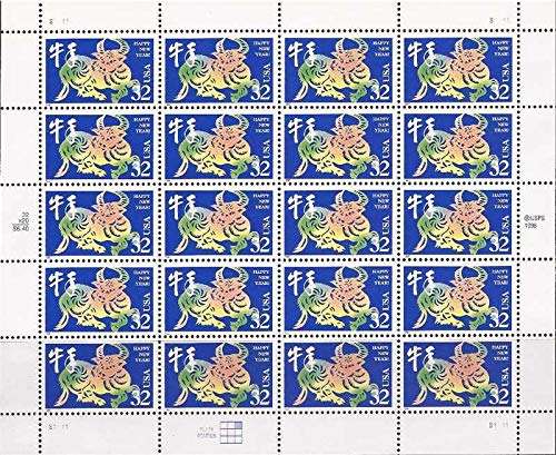 1997 YEAR OF THE OX #3120 Pane of 20 x 32 cents US Postage Stamps
