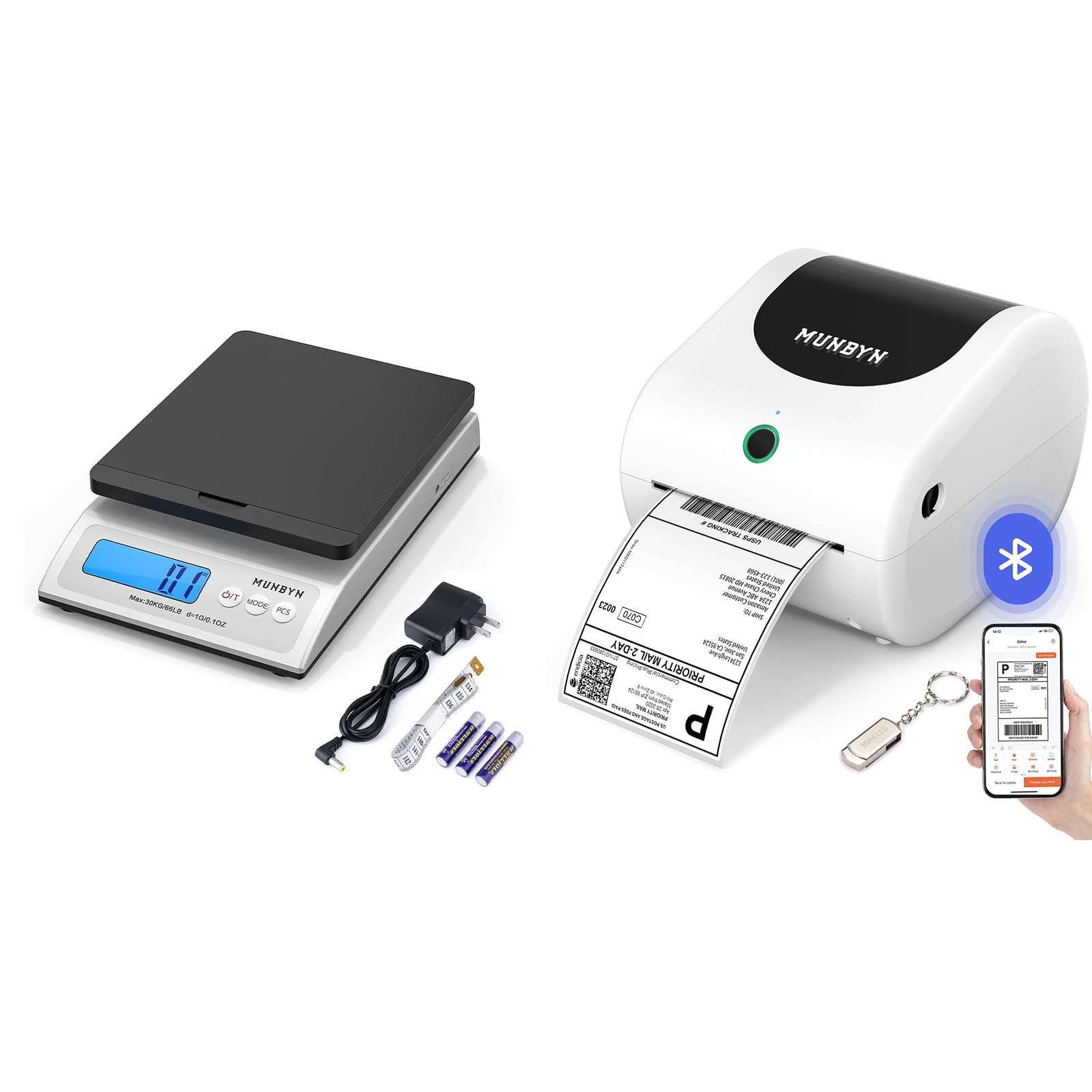 MUNBYN RW411B Shipping Label Printer and Postal Scale 1