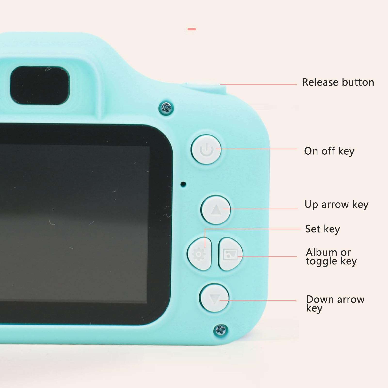 Kids Digital Video Camera, Clear Picture Kids Camera Auto Focus Wear Resistant with Microphone for Selfie for Child (Green) 2