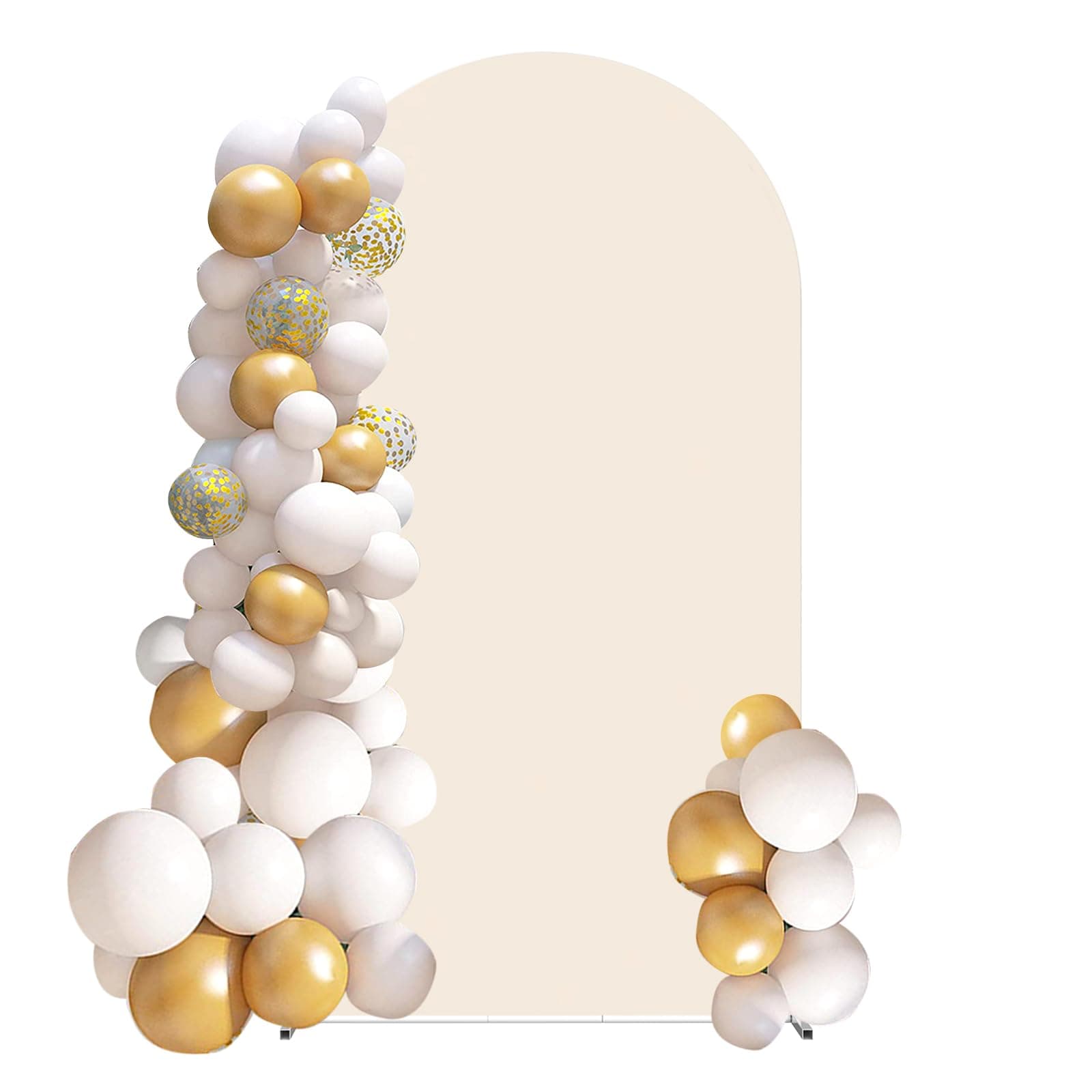 Wedding Arch Cover 7.3FT Arch Backdrop Cover Spandex Fitted Arch Cover for Round Top Chiara Backdrop Stand Covers for Wedding Birthday Party Baby Shower Banquet Ceremony Decoration, Beige 1