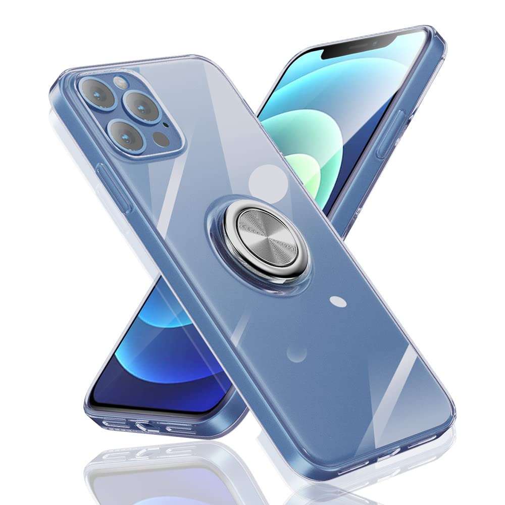 Sitikai Compatible with iPhone 12 Pro Max case 6.7 Inch Ring Magnetic Kickstand Soft Silicone Thin Slim Flexible Bumper Fully Protective Transparent Silm Anti-Yellowing Anti-Scratch Shockproof Clear 1