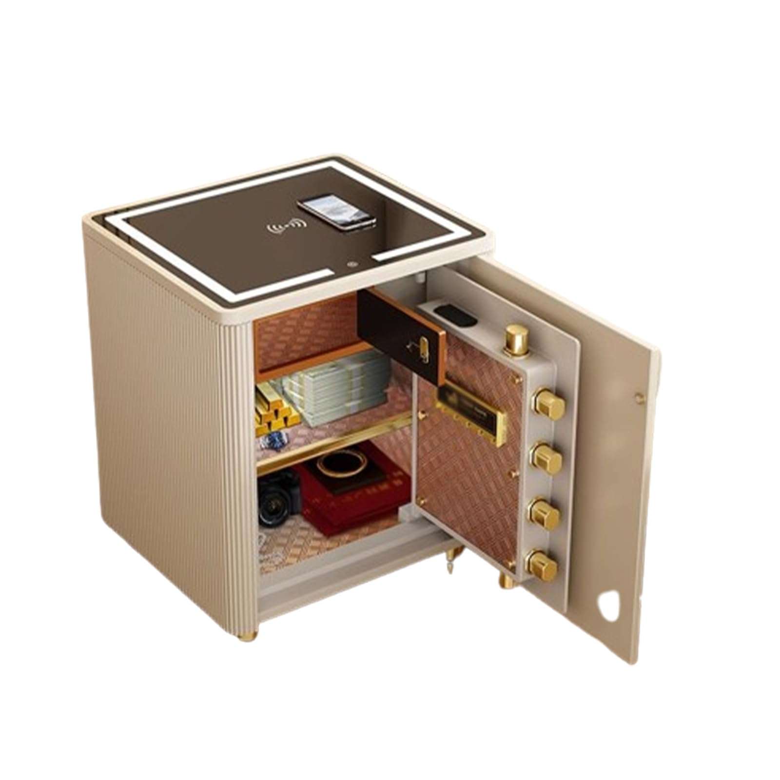 FENOKD Safe Bedside Table Integrated Home Smart Wireless Device Fingerprint Password Key Unlock with Alarm Device Large Capacity 96 Catties (wireless intelligence) 4