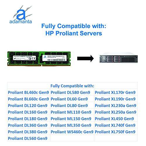 Adamanta 16GB (1x16GB) Server Memory Upgrade Compatible for Dell Poweredge, Dell Precision & HP Proliant Servers Processor DDR4 2133MHz PC4-17000 ECC Registered Chip 2Rx4 CL15 1.2v RAM 4