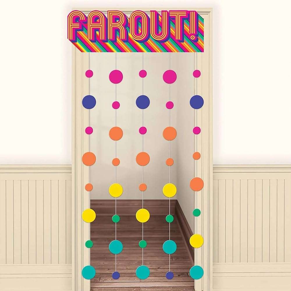 amscan Good Vibes Multicolor Door Curtain - 77" x39 (1 Pack) - Durable Cardboard & Paper Material - Vibrant & Eye-catching Decor - Perfect for Parties, Themed Events & Room Decor 3