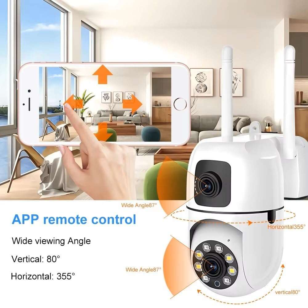 DDLC 4+4MP Dual Lens Mini Ptz CCTV Camera | 360 Degree Security WiFi Camera | Color Night Vision | Motion Tracking | Two Way Audio | Wireless Security Camera for Home (Dual Lens Mini PTZ) 6