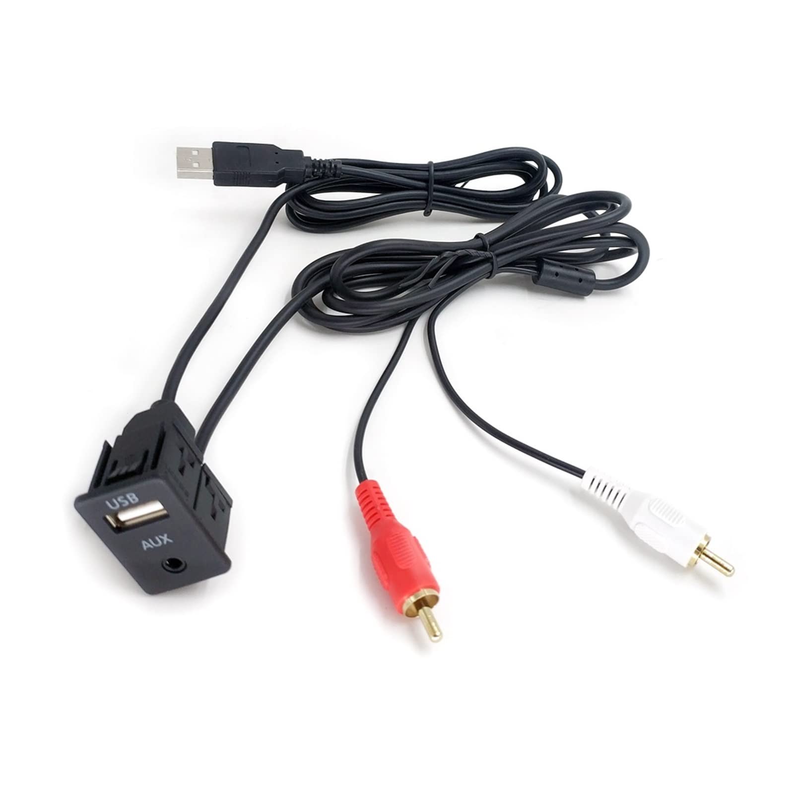 Car 3.5mm 2RCA Audio Jack to AUX USB Male Dash Flush Mount Adapter Fit for Mitsubishi Outlander 3 3