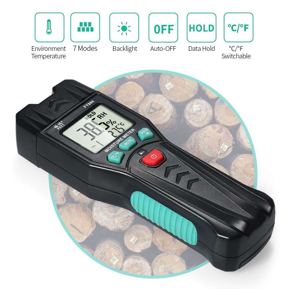 CICIN 0-60% Two Pins Digital Wood Moisture Meter, Wood Humidity Tester Hygrometer Timber Damp Detector Large LCD Display 2