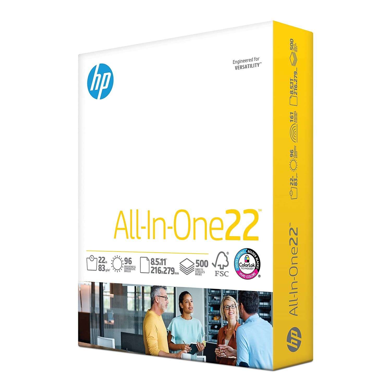 HP Papers All-In-One22 Paper, 96 Bright, 22 lb Bond Weight, 8.5 x 11, White, 500/Ream 1