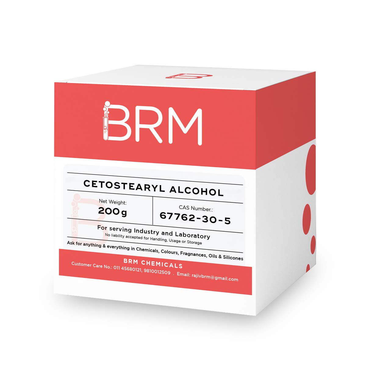 BRM Chemicals Ceto Stearyl Alcohol - 200 Grams For Soap Making, Shampoo Making, Cosmetic Making & DIY Personal Care For Face, Hair, Skin & Body