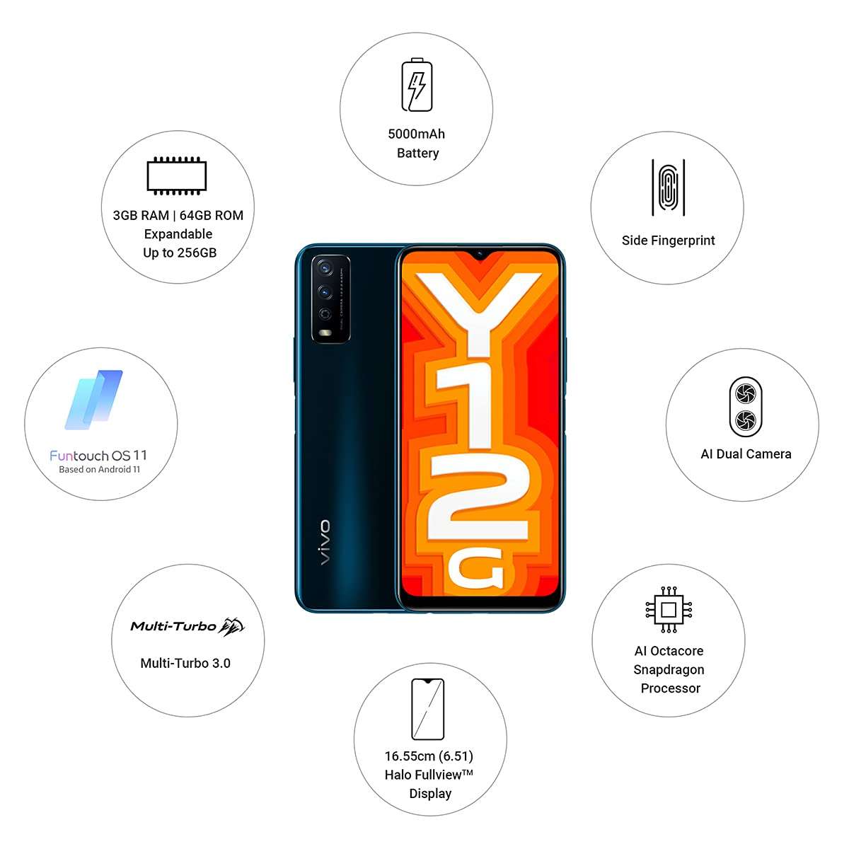 Vivo Y12G (Phantom Black 3GB RAM, 64GB Stoarge) with No Cost EMI/Additional Exchange Offers 3