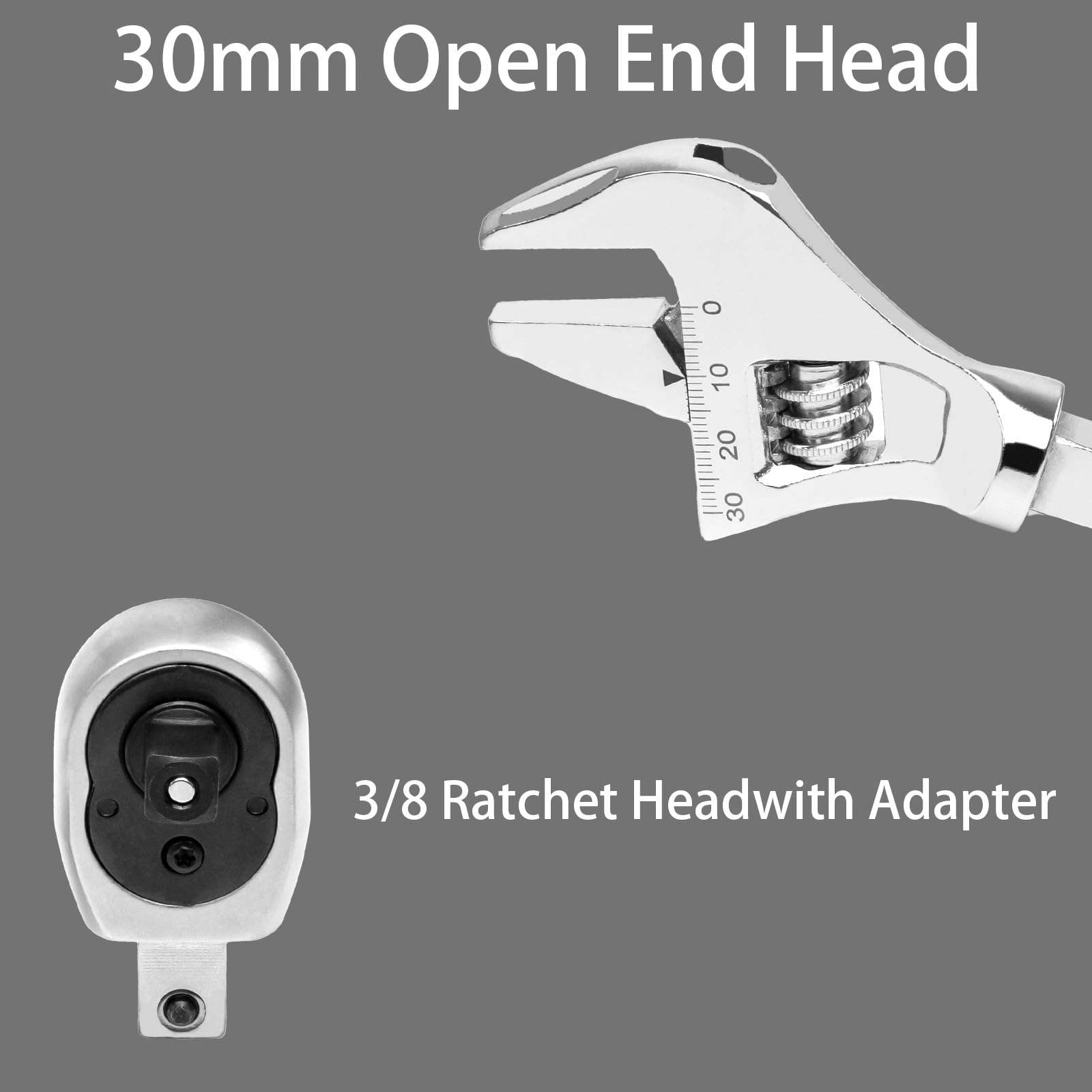 FTGear Adjustable Torque Wrench, 10-60 N.m Torque Wrench with 30mm Open End and 3/8 Drive Ratchet Interchangeable Head, Mini Split Torque Wrench for Mechanical Repair, E0B-YLV-6MK840 6