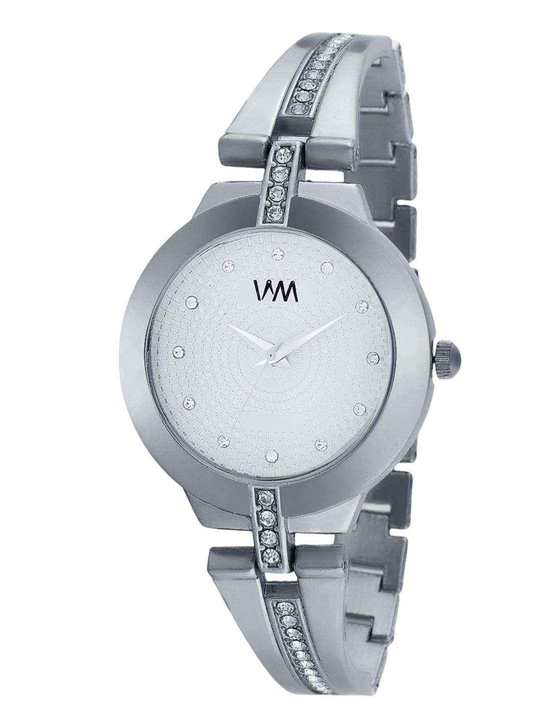 TIMESMITH WM White Dial Silver Stainless Steel Strap Watch for Women and Girls