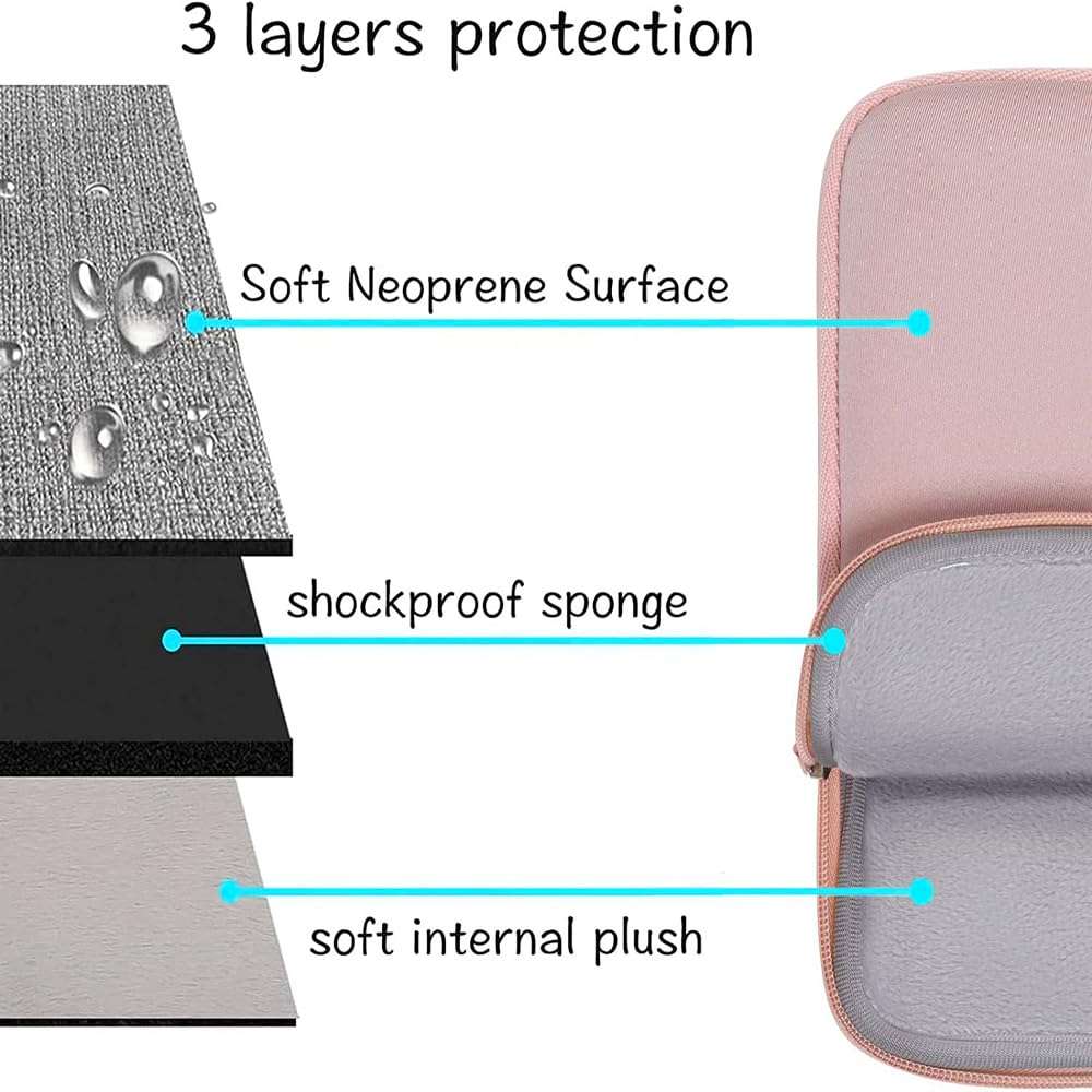 LosruGir Laptop Sleeve Bag 15-16.1 Inch, Waterproof Shockproof Laptop Bag with Shoulder Strap,Pocket,Handle Fits Hp,Acer,Dell,Asus,MacBook for Students Professionals and Travelers (Pink) 3