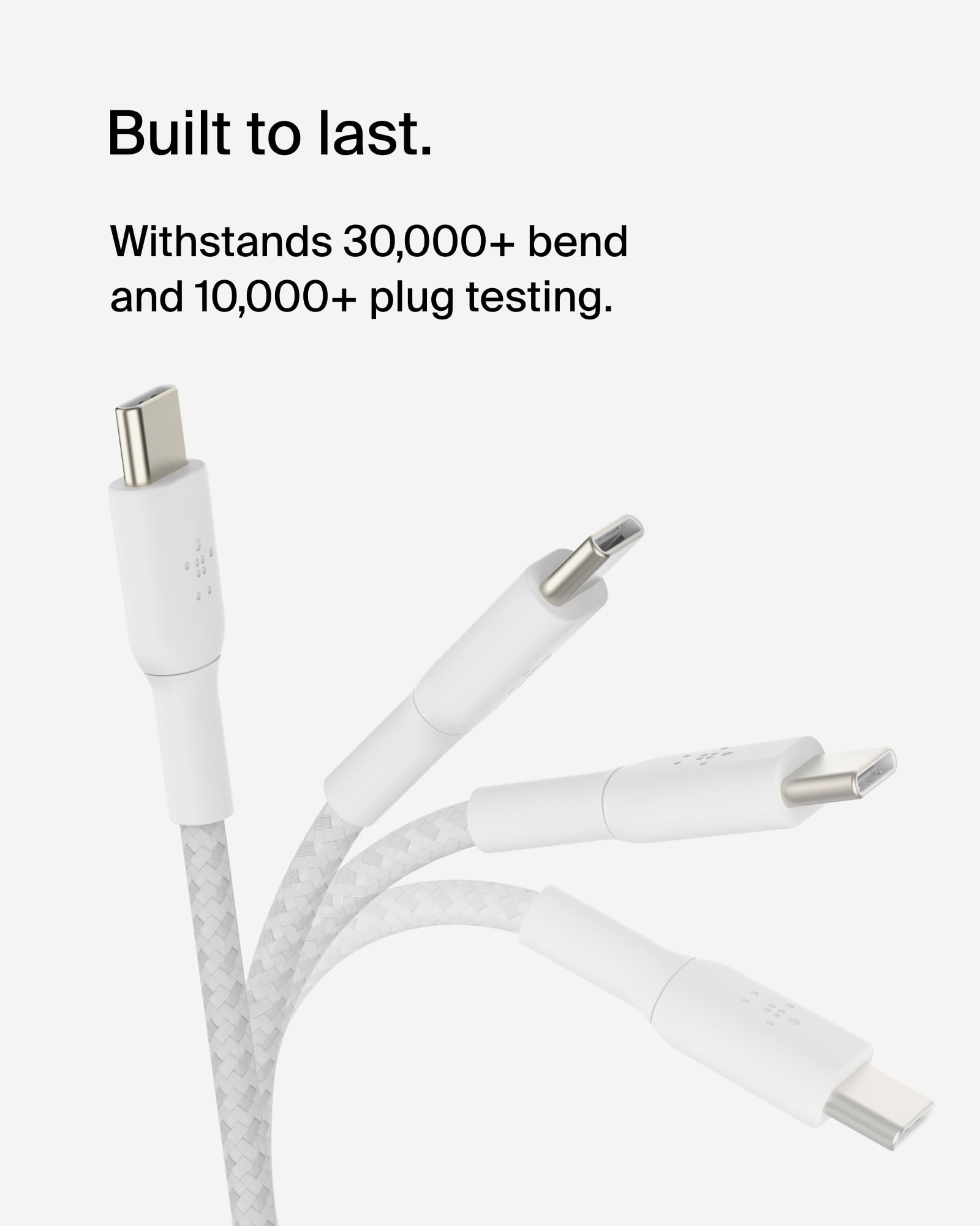 Belkin USB-C to USB-C Braided 3.3 Feet (1 Meter) Fast charging Type C Cable, for iPhone 15 Series and other USB-C Devices, Tough and Durable, 60W PD, USB-IF Certified - White 4