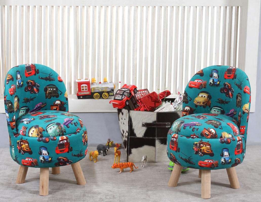 ShadowKart Ottoman Kids pouffe Stool for Small Baby Chair Study Stool for Kids Playing Products Little Baby Dining Chair for Feeding Kids Cartoon Bedroom Chair,14x14x26 Inch, Combo Cars 1