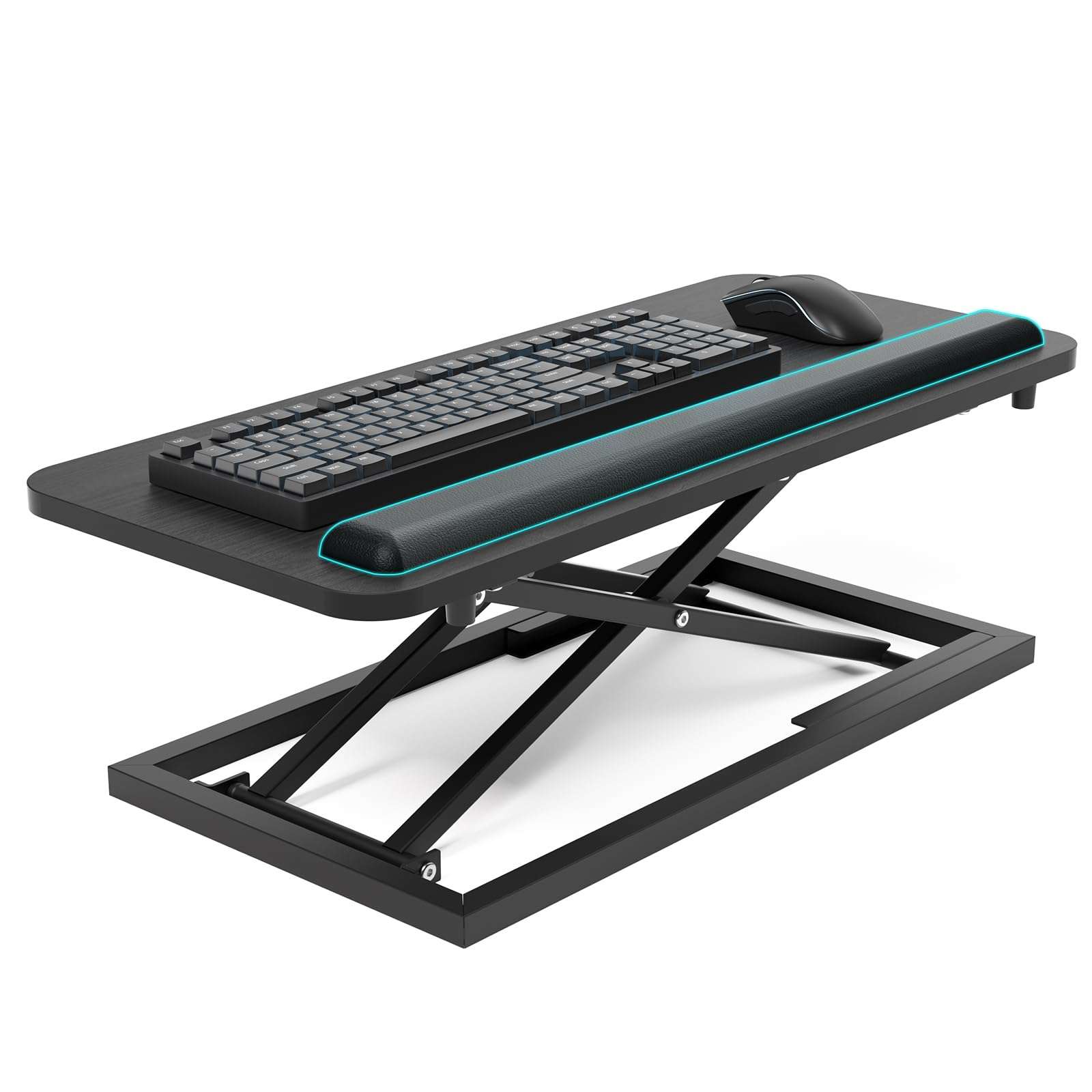 Omhuzsyo Standing Keyboard Tray Keyboard stand, Adjustable Height Keyboard and Mouse Riser for Desktop,For Ergonomic Sit Stand Workstations With Wrist Rest、Laptop Desk 26.7 x 11.7 Inch(Black) 1