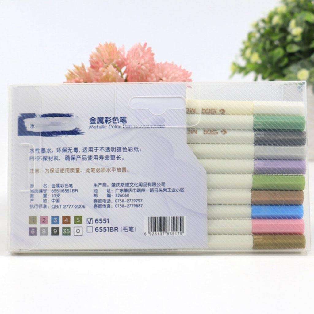 CALANDIS 10PCS/Set of Metallic Markers Glitter DIY Art Paint Pens Set for Card Making 5