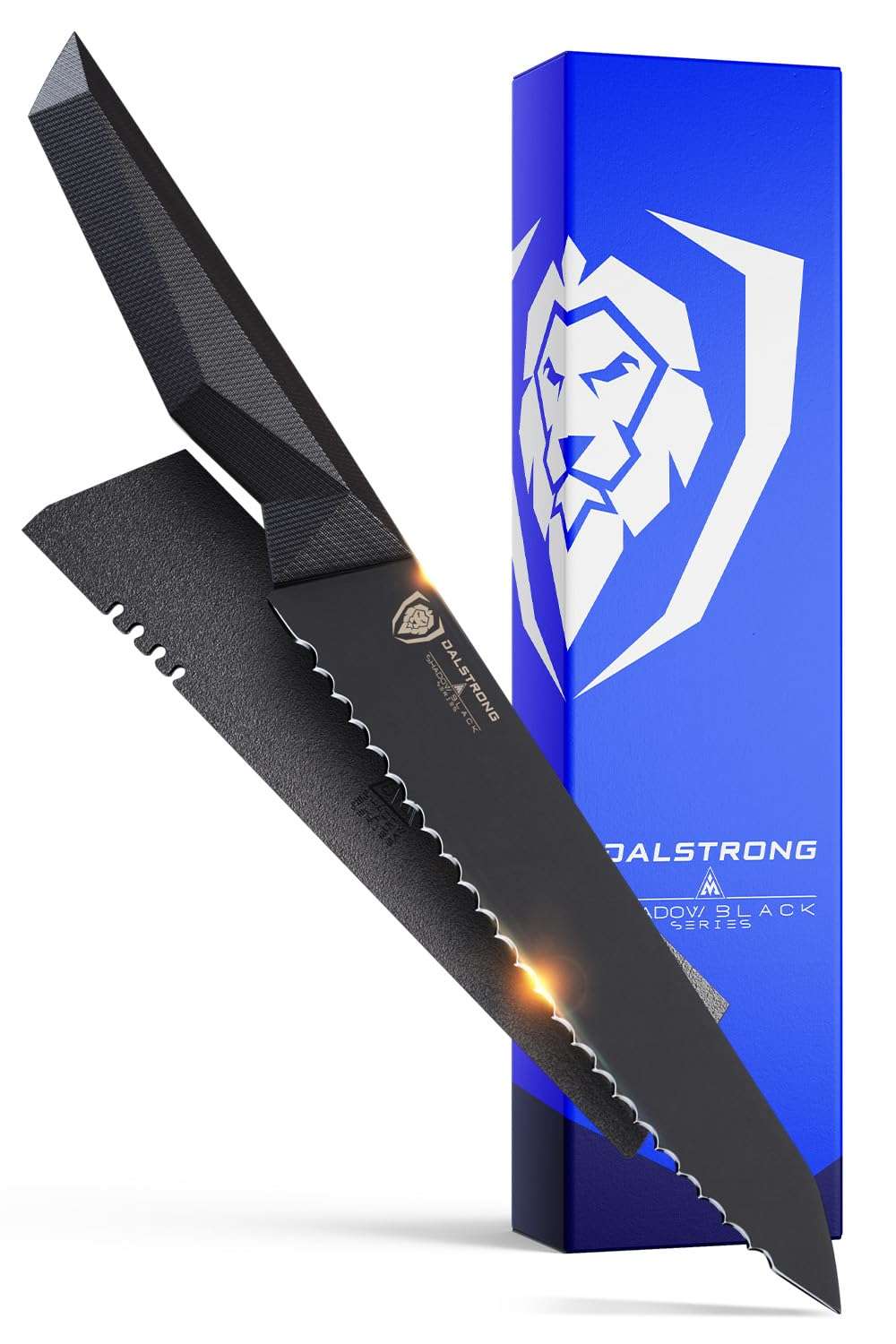 Dalstrong Serrated Utility Knife - 6.5 inch - Shadow Black Series - Black Titanium Nitride Coated Kitchen Knife - High Carbon - 7CR17MOV-X Vacuum Treated Steel Cooking Knife - Sheath - NSF Certified