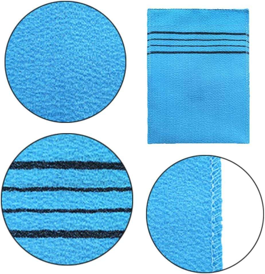 Magic Secret Korean Beauty Skin Exfoliating Bath Scrub Gloves 2Pcs - Bath Wash Towel Korean Exfoliating Towel Body Beauty Back Scrubber For Shower (Blue) 4