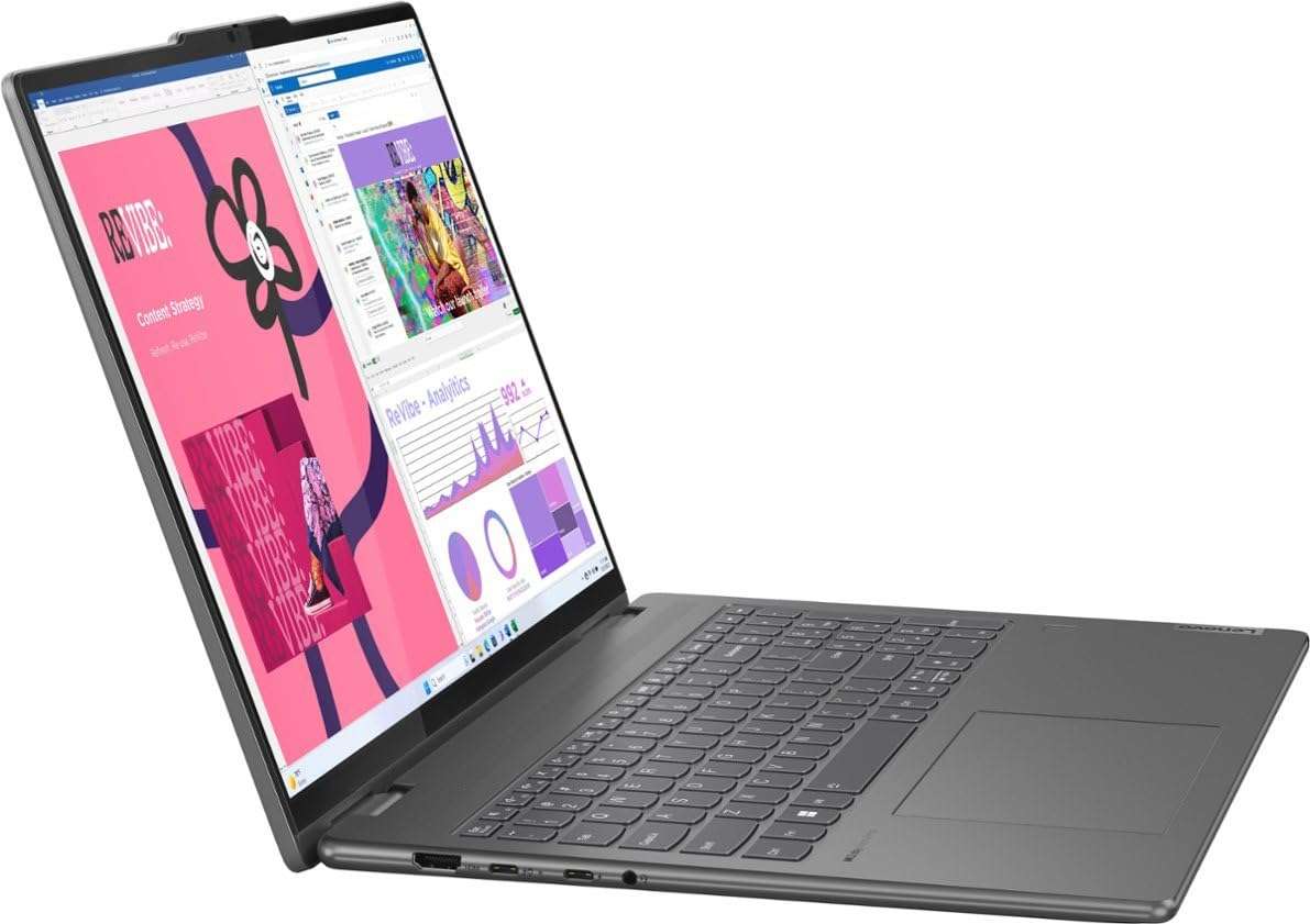 Lenovo Yoga 7i Home & Business 2-in-1 Laptop (Intel Core Ultra 7 155U 12-Core, 16GB LPDDR5X 7466MHz RAM, 1TB M.2 2242 PCIe SSD, Intel Graphics, 16.0" 60 Hz Touch Wide UXGA (1920x1200), Win 11 Pro) 3