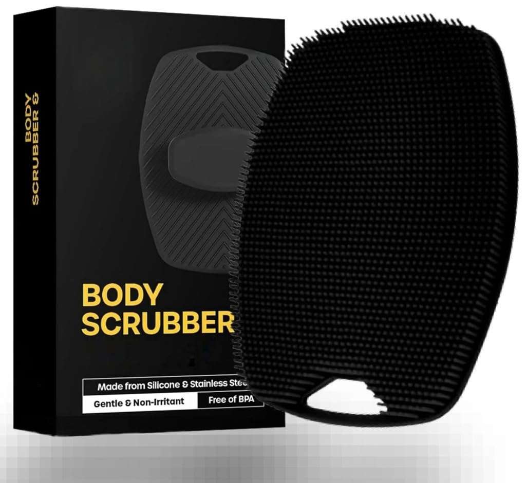 SUPRO Silicone Body Scrubber Bath Brush,Scrubber for Nourishing Cleaning & Exfoliating Your Skin Lather Boosting Bristles with Ergonomic No-Slip Handle, Body Exfoliator for Men and Women 1