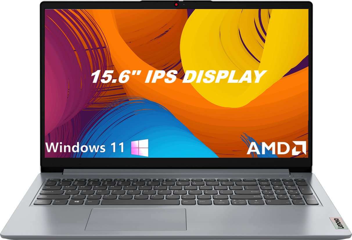 Lenovo Newest Ideapad 15.6" Laptop, 15.6 inch HD IPS Display Laptop, AMD Dual-core Processor, 8GB DDR4 RAM, 512GB PCIe SSD, WiFi 6, Windows 11 Home in S Mode, Cloud Grey, w/Saz USB Cable