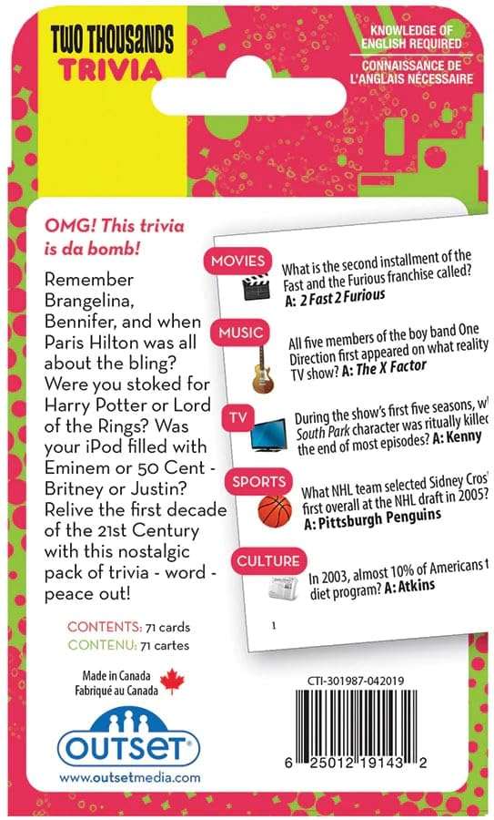 Outset Media 2000's A Decade of Trivia Travel Pack Card Game - for Ages 12 and up 2