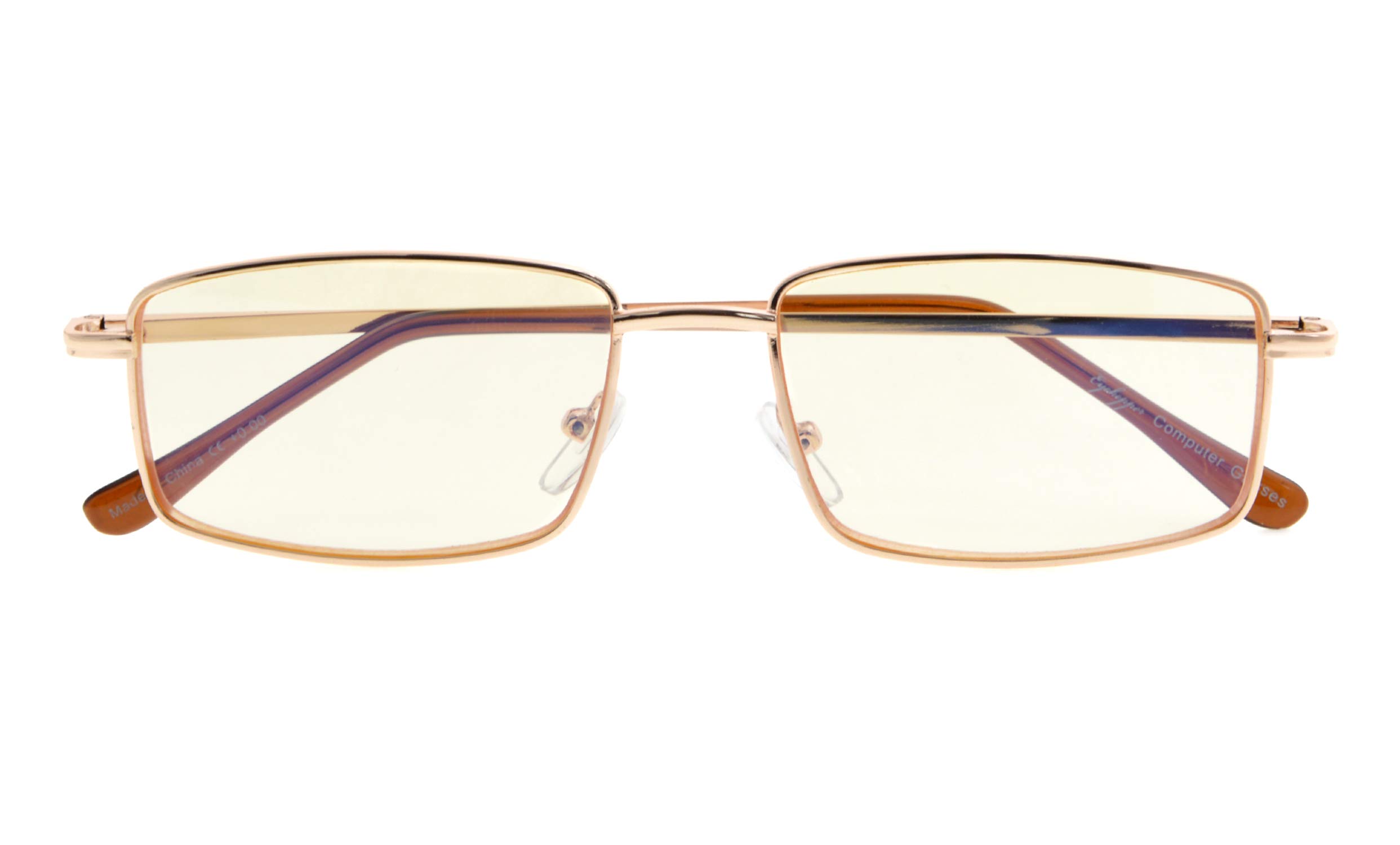 UV Protection Anti Blue Rays Glasses Metal Frame Computer Reading Eyeglasses Men(Gold) +1.25