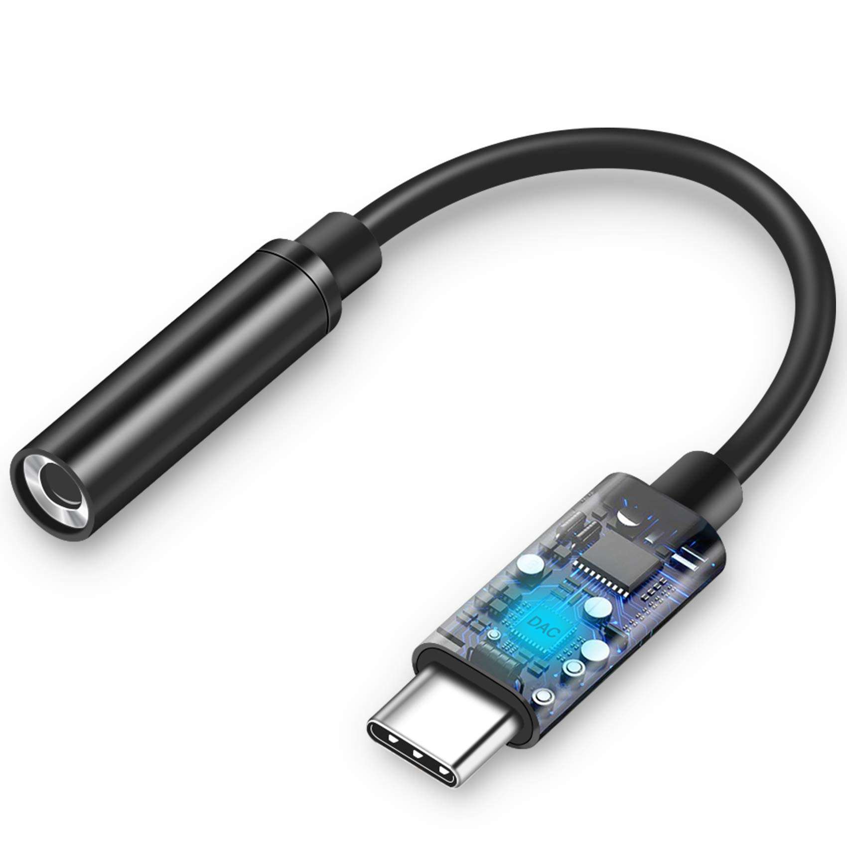 Onvian USB C to 3.5mm Headphone Adapter, Hi-Res DAC Type-C to 3.5mm Aux Audio Dongle Jack Cable Compatible with Google Pixel 2/2 XL/3/3XL/HTC U11/ Moto Z/Essential PH-1/Samsung More (TYC) 1