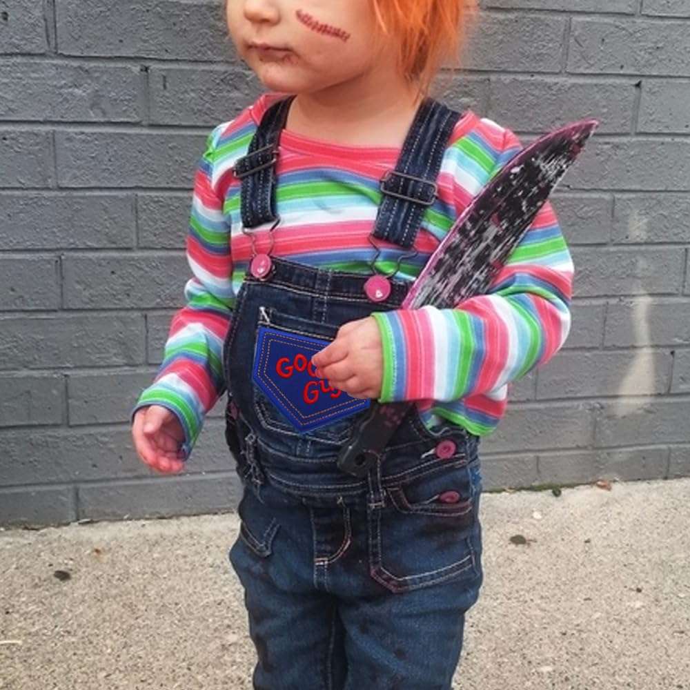 Costume for Kids Stripe Shirt & Good Guys Patch Set Baby Boys Girls T-Shirts Cosplay Halloween Party Favors Gifts 6