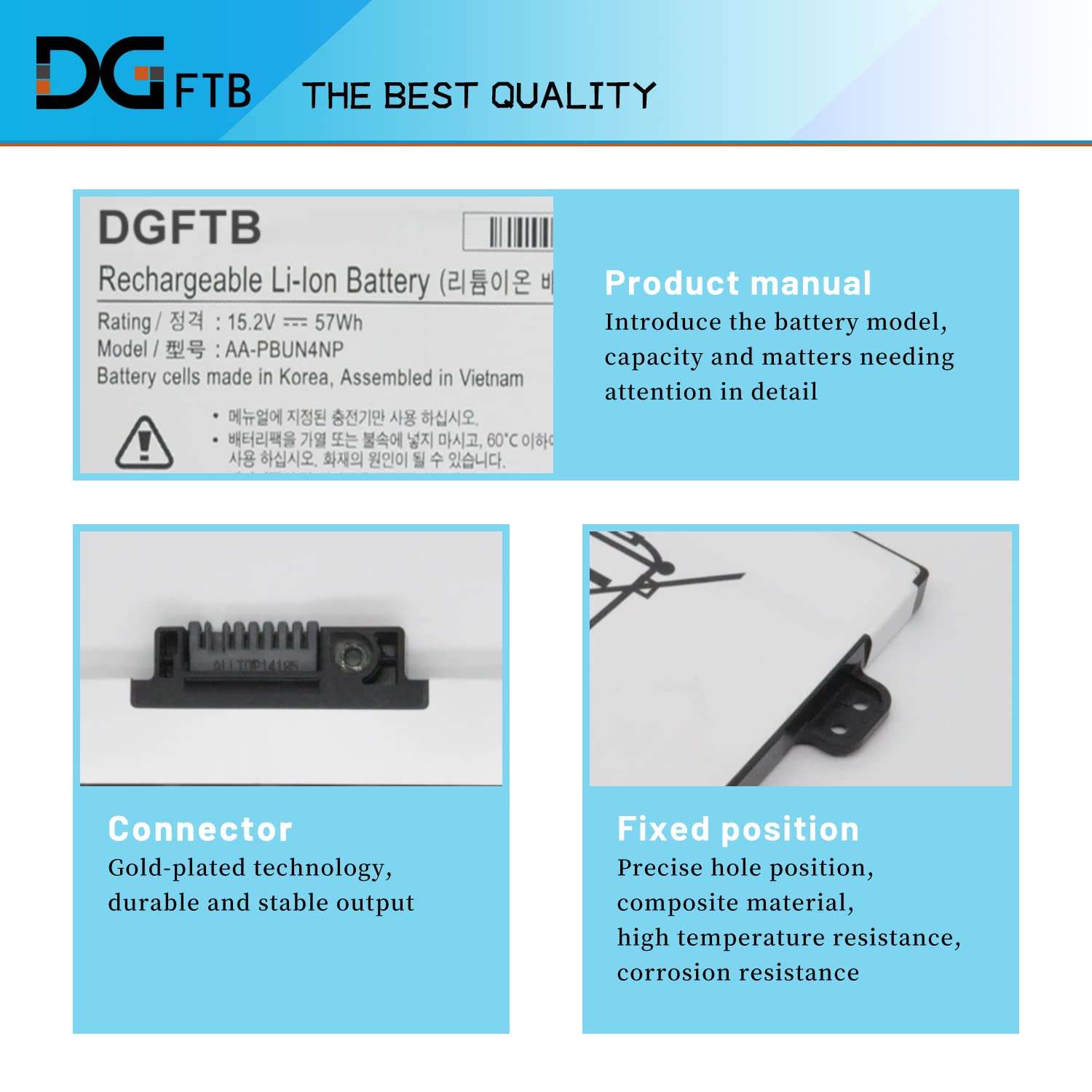 DGTEC New AA-PBUN4NP Laptop Battery for Samsung NP940Z5J NP940Z5L NP940Z5L-X01US NP940Z5L-X03US NP940Z5L-S03US Series BA43-00374A 4ICP6/60/80 (15.2V 57Wh/3780mAh) 2