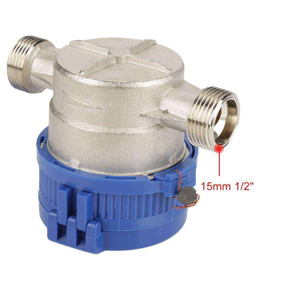 15mm 1/2 inch Cold Water Meter,Water Fow Meter,Water Flow Dry Table Measuring Tool with Free Fittings for Garden & Home Usage 5