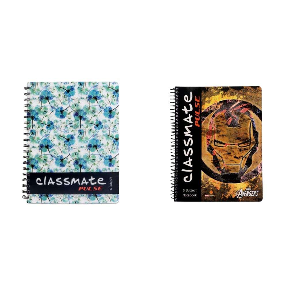 Classmate 2100117 Soft Cover 6 Subject Spiral Binding Notebook, Single Line, 300 Pages & Classmate Soft Cover 5 Subject Spiral Binding Notebook, Single Line, 250 Pages 1