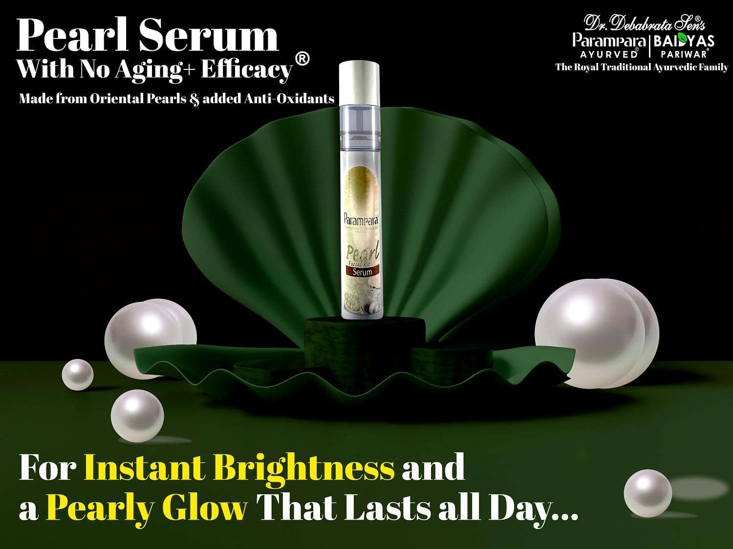 Parampara Ayurved Pearl Serum for Brightening and Glowing Glass Skin With Natural Oriental Pearls 15ml 3