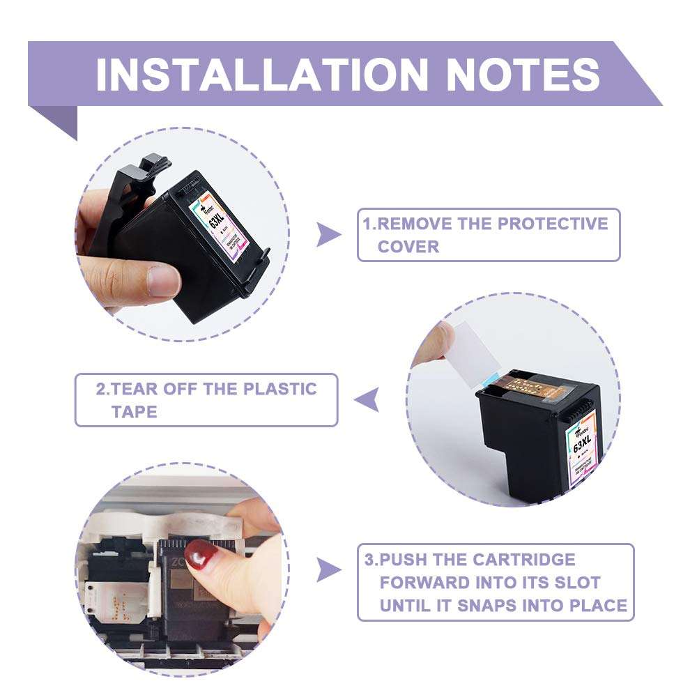 Fentec 63XL Remanufactured Replacement for HP 63 XL Ink Cartridges Work for HP OfficeJet 3830 5255 Envy 4520 4512 4513 4516 Deskjet 1112 3632 3634 3639 2130 Printer (2 Black) 4