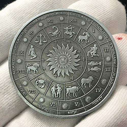 VanSP Constellation Coins Commemorative Antique Lucky Silver Coins Love Mermaid Sun God Copper Plated Silver Relief Coins Box Gemini 6