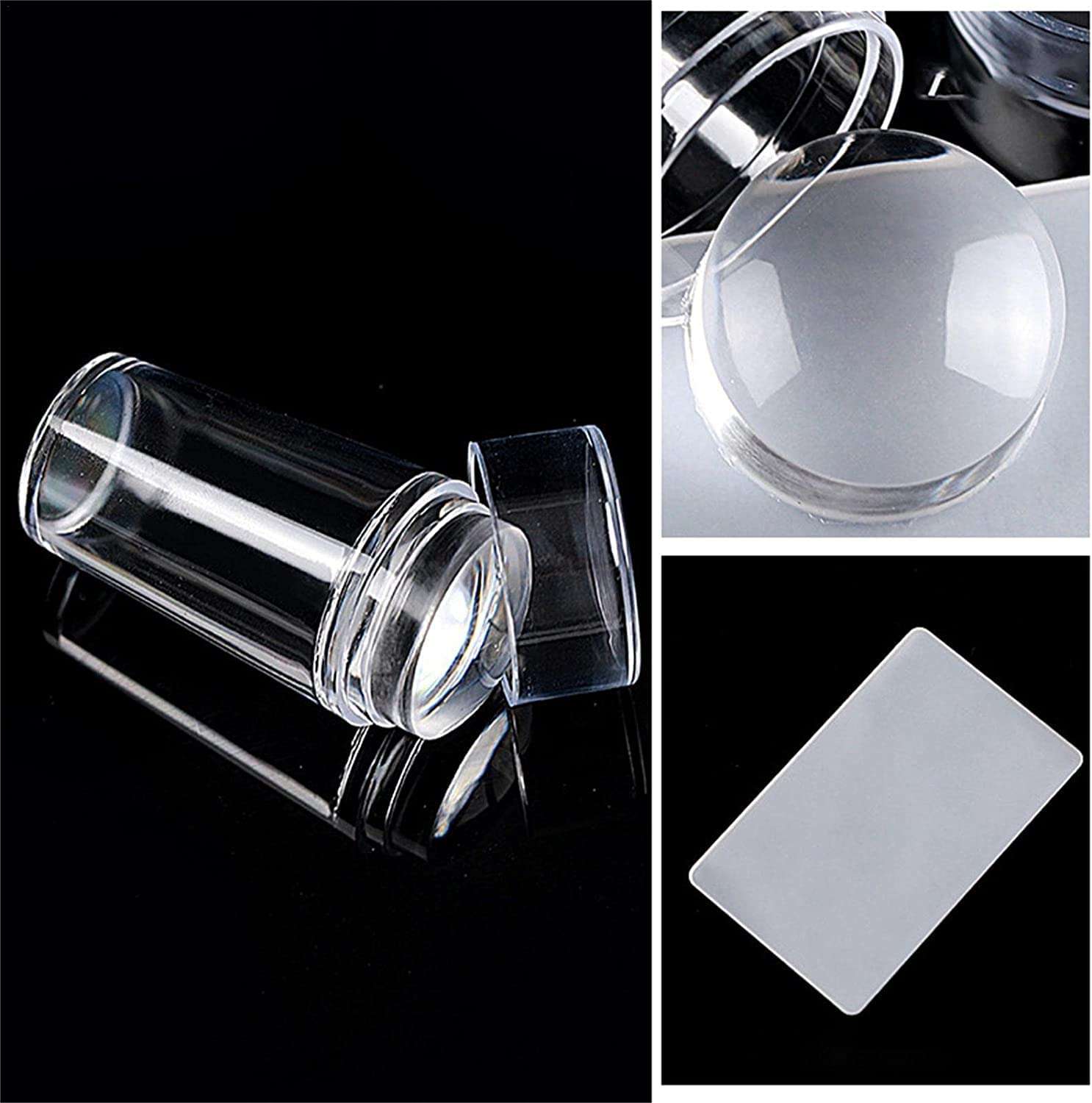 Sunshine Enterprise Nail Stamper Scraper Nail Art Tool Silicone Nail Stamper with Scraper Nail Art Stamping Plates Soft Silicone Jelly Nail Stamper Nail Art Accessories 6