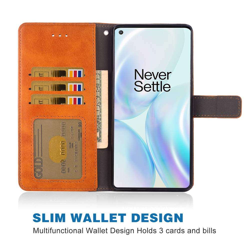 Phone Case for OnePlus 8 Pro One Plus 8Pro 5G Folio Flip Wallet PU Leather Credit Card Holder Slots Heavy Duty Full Body Protection Kickstand Phone Cover for On 1Plus 1 + Plus8 1+ Cases Brown 4
