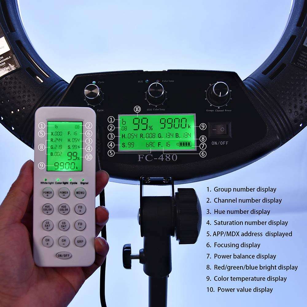 CHZHENG 18" Selfie Ring Light,RGB LED Ring Light with Stand Tripd A Mirror and A Photography Remote for Makeup,YouTube, Video,Photography 5