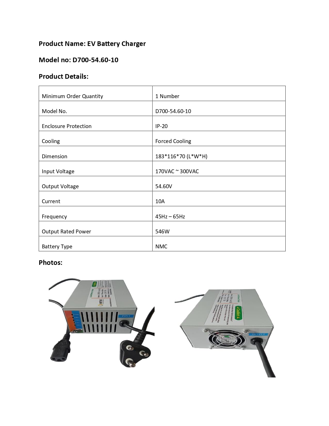 Quartet 48 Volt 54.6 Cut Off 10 Amp EV Charger for Electric Bike 6