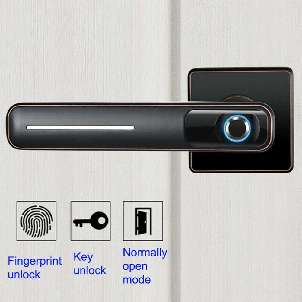 Fingerprint Door Lock, Electronic Door Lock Intelligent Dome Anti-Theft Security System Knob,Stainless Steel Home Security Door Lock with 2 keys, USB Charging 3