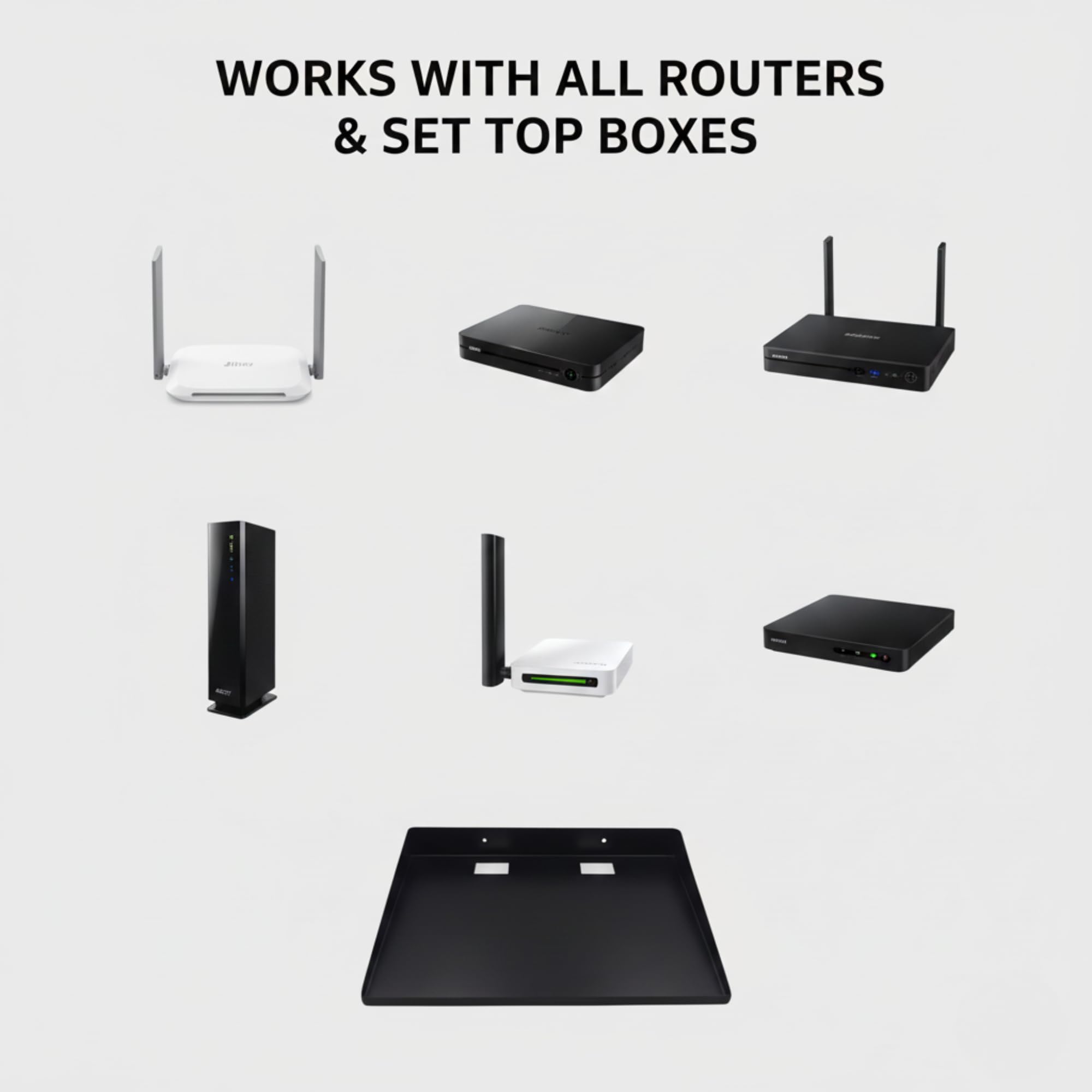 SHUCHI ESSENTIALS Heavy-Duty Wall-Mount Metal Shelf 12x10 – Floating Shelf for Projector, Router, TV Setup Box | Matte Black Organizer for Kitchen, Bathroom & Home Decor 5