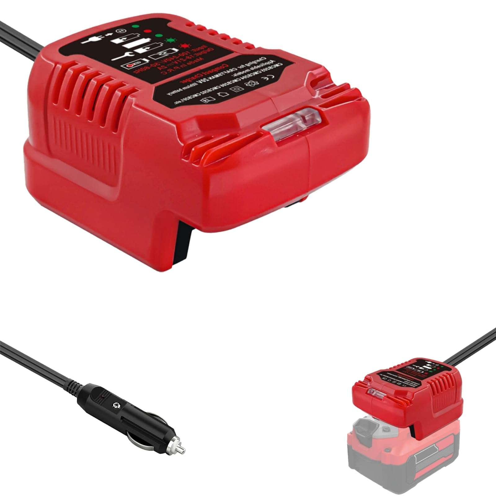 Craftsman 20V Battery Charger Replacement - Compact, Car Use (12V Input) 1