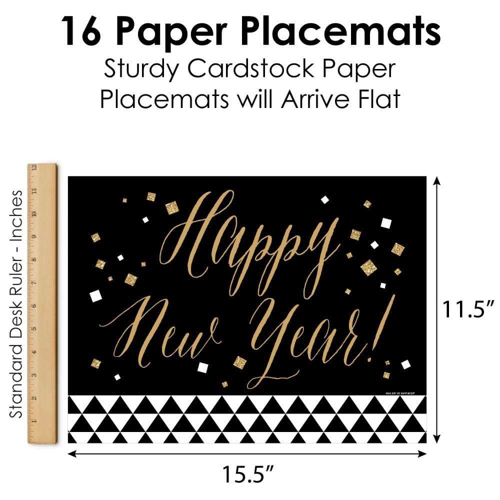 Big Dot of Happiness New Year’s Eve - Gold - Party Table Decorations - New Years Eve Party Placemats - Set of 16 4