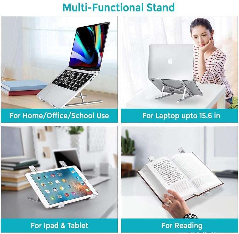 CASE PLUS Laptop Stand/Laptop Holder Riser/Computer Tablet Stand 6 Angles Adjustable Aluminum Ergonomic Foldable Portable Desktop Holder (Laptop Stand - 26CM) New01 4
