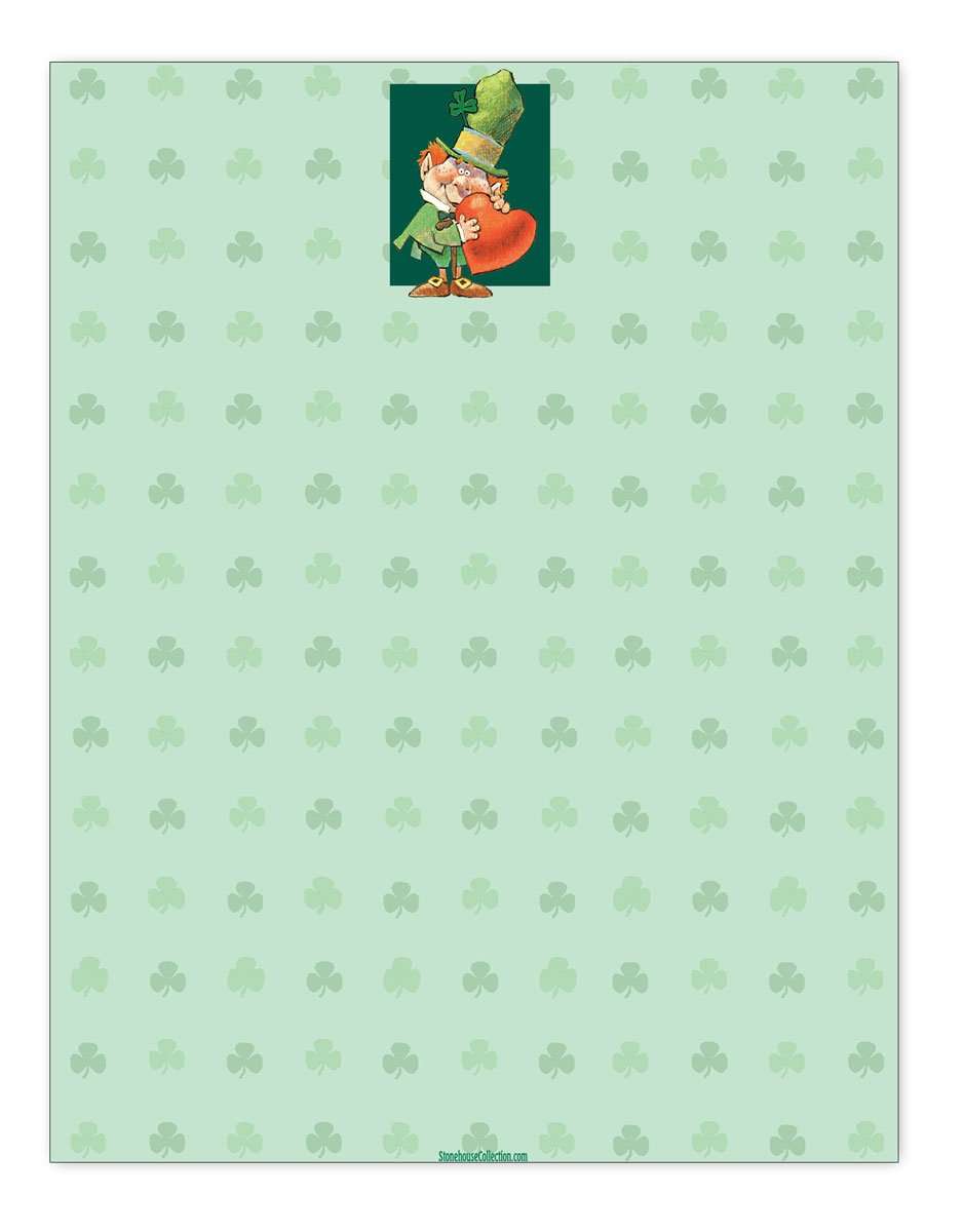 St. Patrick's Day Stationery - 8.5 x 11-60 St Patricks Day Letterhead Sheets - St Patty Day Letterhead 1