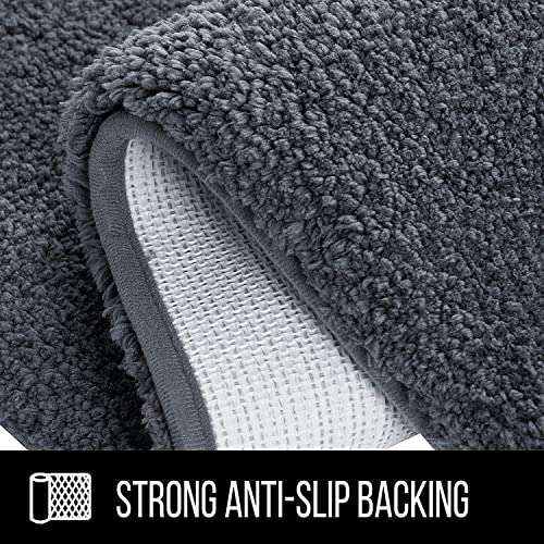 BSPS Pack of 2 Shaggy Bathroom Rugs and Shower Mats Non Slip, Washable Microfiber Rug Super Absorbent Water Soft Rugs Mat for Bathtub, Floor, Kitchen, Living Room, Entrance (60 X 40 cm, Grey) 5
